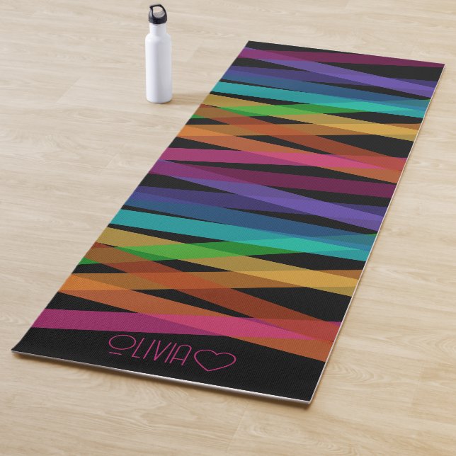 Personalized Monogrammed Colorful Striped  Yoga Mat (In Situ)