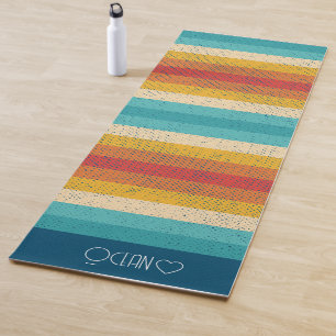 Personalized Monogrammed Colorful Striped  Yoga Mat
