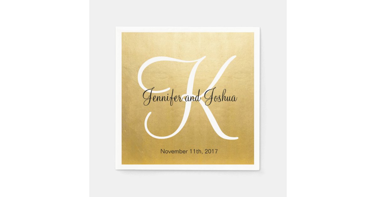 Personalized Monogrammed Custom Gold Foil Wedding Paper