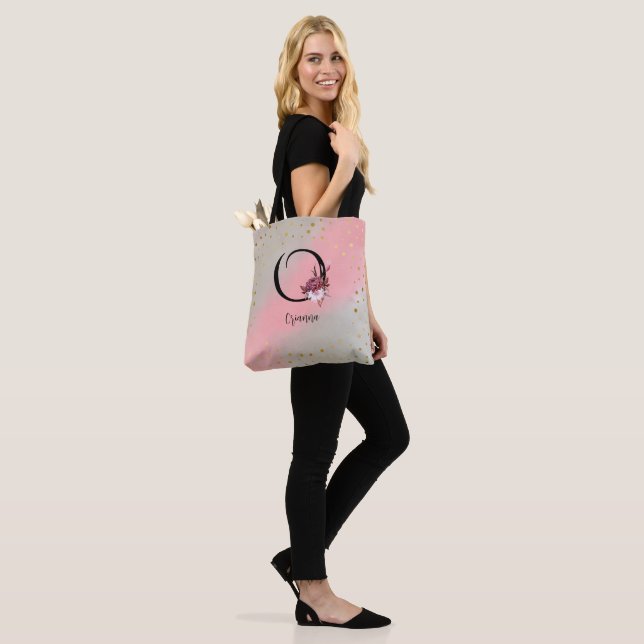 Personalized Monogrammed Customized Letter O Name Tote Bag (On Model)
