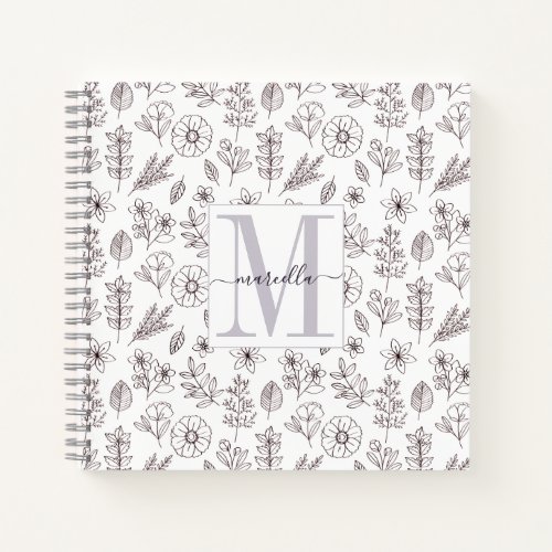 Personalized Monogrammed Floral Pattern Notebook