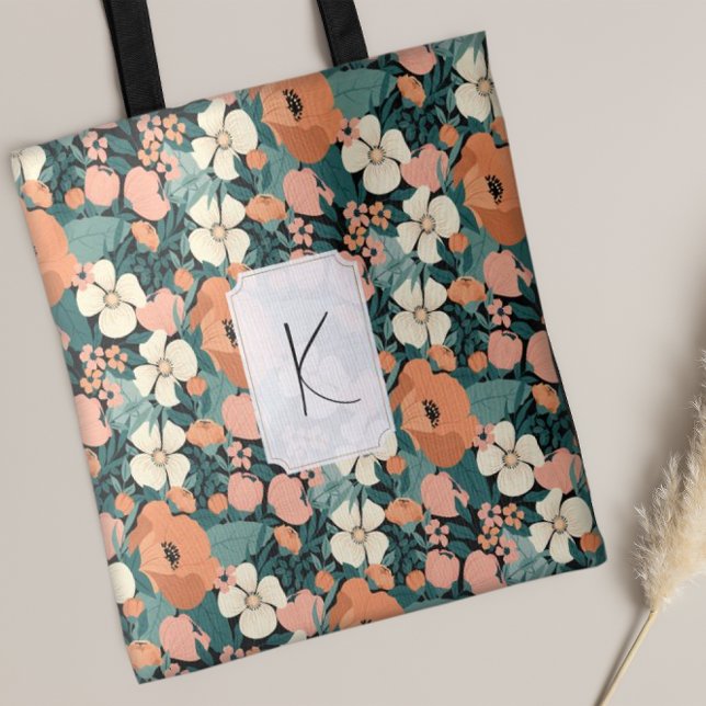 Personalized Monogrammed Floral Tote Bag (Creator Uploaded)