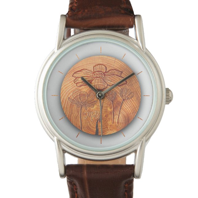 Personalized Monogrammed & Flourished wood center Watch (Creator Uploaded)
