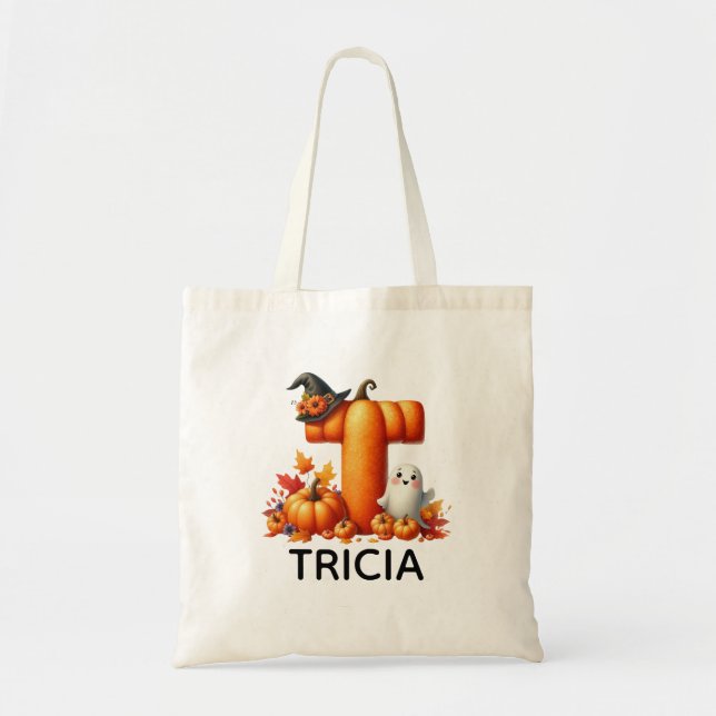 Personalized Monogrammed Halloween Tote Bag (Front)