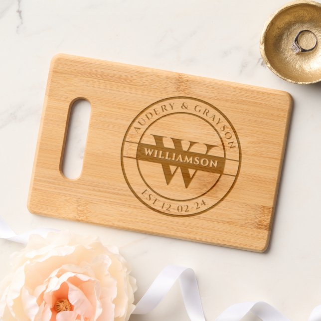 Personalized Monogrammed Initial Couple Name Engraved Cutting Board (Wedding)