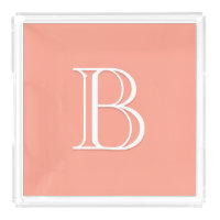 Personalized Monogrammed Initial Peach & White