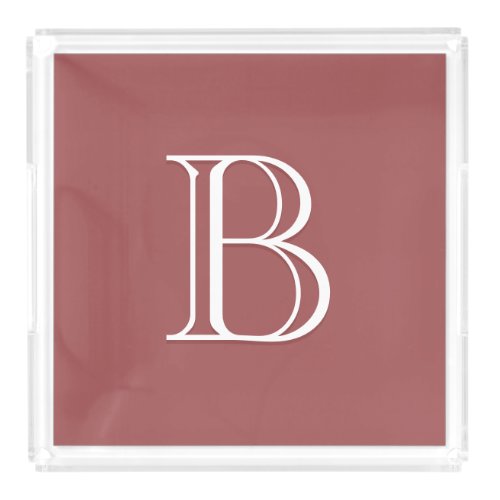 Personalized Monogrammed Initial Red  White Acrylic Tray