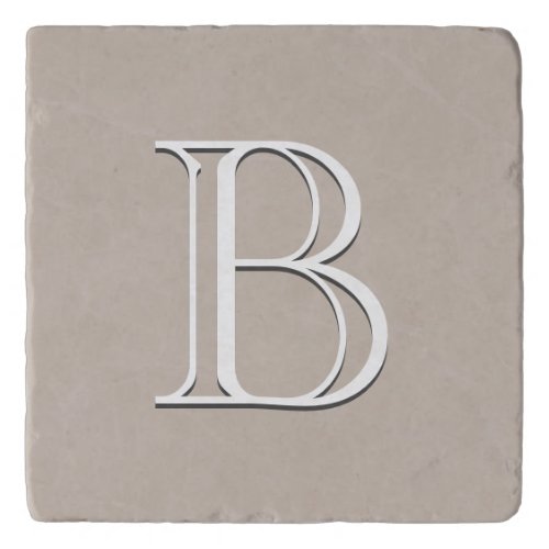 Personalized Monogrammed Initial Tan Gray Template Trivet