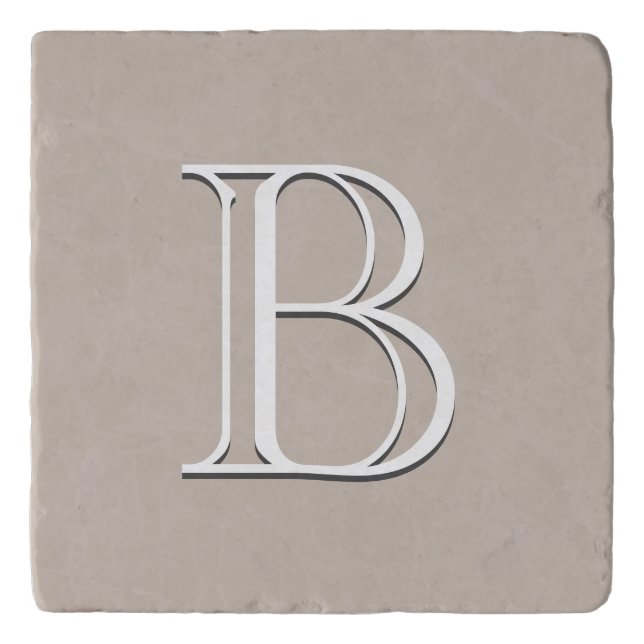 Personalized Monogrammed Initial Tan Gray Template Trivet (Front)