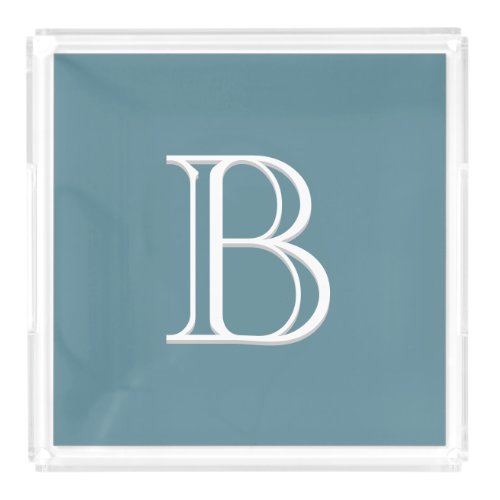 Personalized Monogrammed Initial Turquoise  White Acrylic Tray