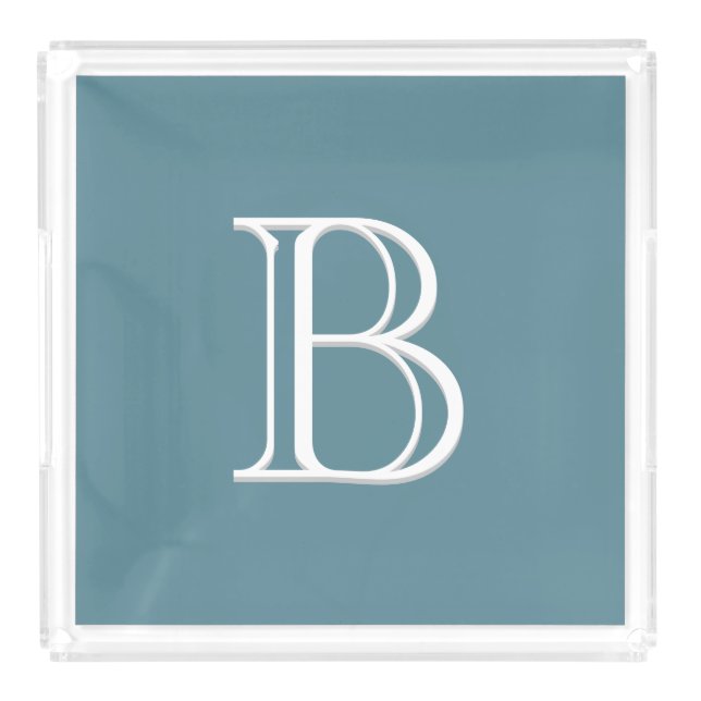 Personalized Monogrammed Initial Turquoise & White Acrylic Tray (Large)