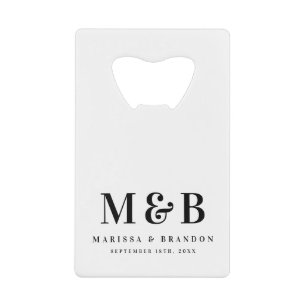 Personalized Monogrammed Initials Wedding Favors Credit Card Bottle Opener
