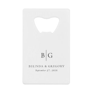 Personalized Monogrammed Initials Wedding Favors Credit Card Bottle Opener