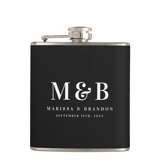 Personalized Monogrammed Initials Wedding Favors Flask (Front)