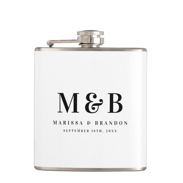Personalized Monogrammed Initials Wedding Favors Flask (Front)