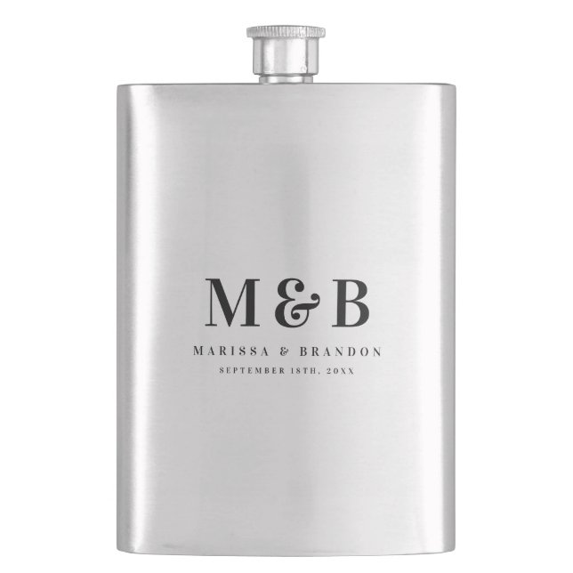 Personalized Monogrammed Initials Wedding Favors Flask (Front)