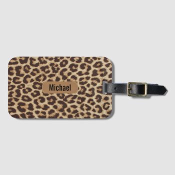 Personalized Monogrammed Leopard Print Luggage Tag by ReligiousStore at Zazzle