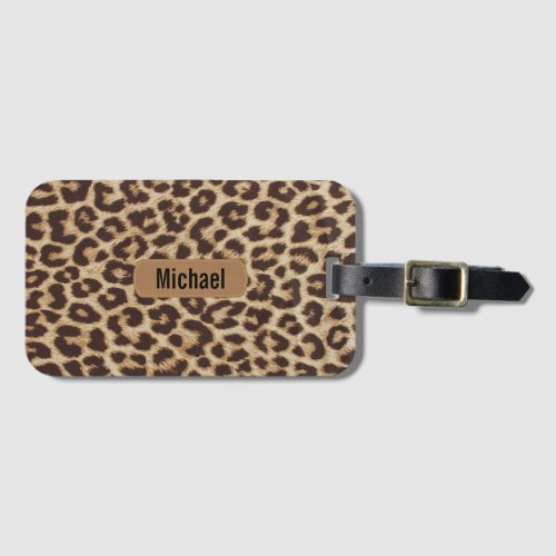 Personalized Monogrammed Leopard Print Luggage Tag