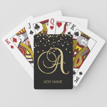 Personalized Monogrammed Letter 'a' Gold Black Playing Cards by MonogrammedShop at Zazzle