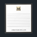 Personalized Monogrammed Lined Notepad<br><div class="desc">Keep your notes organized and stylish with this personalized lined notepad featuring a sleek black and gold initial monogram. With plenty of lined pages, this notepad is perfect for jotting down ideas, taking notes, or making to-do lists. The classic block typography and black trim give it a professional and sophisticated...</div>