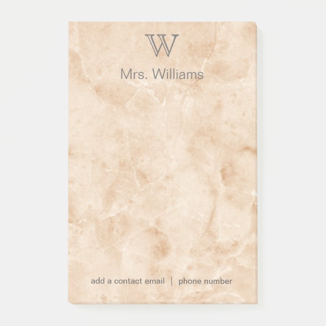 Personalized Monogrammed Marble Post-it Notes (Front)