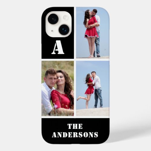 Personalized Monogrammed  Name 3 Photo Collage  Case_Mate iPhone 14 Plus Case