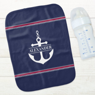 Personalized Monogrammed Nautical Baby Burp Cloth