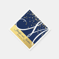 Light Blue Monogram Wedding Personalized Napkins with Gold Foil - Luncheon