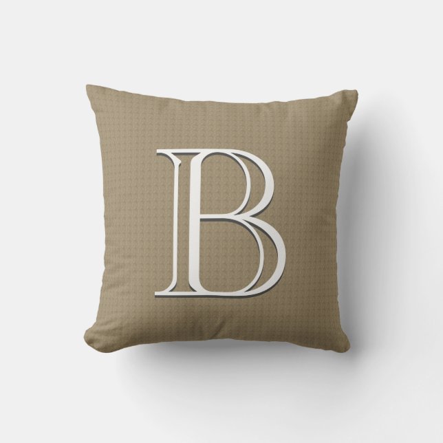 Personalized Monogrammed Neutral Cappuccino Accent Throw Pillow (Front)