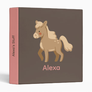 Personalized Monogrammed Pony Horse Girl  3 Ring Binder