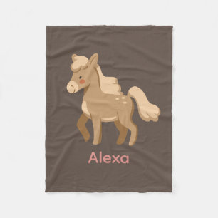 Personalized Monogrammed Pony Horse Girl Fleece Blanket