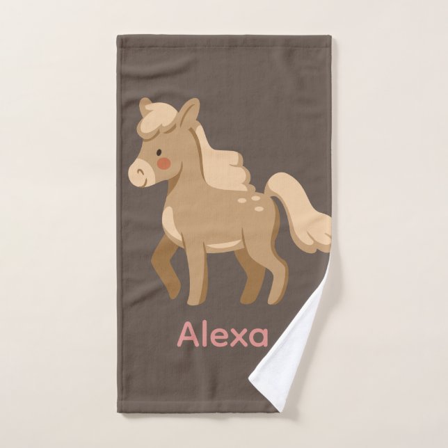 Personalized Monogrammed Pony Horse Girl  Hand Towel (Hand Towel)