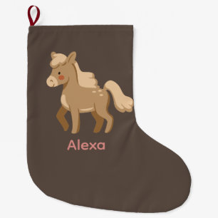 Personalized Monogrammed Pony Horse Girl Large Christmas Stocking