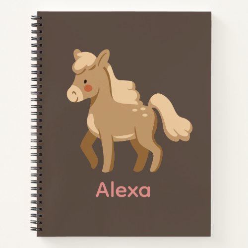 Personalized Monogrammed Pony Horse Girl  Notebook