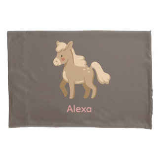 Personalized Monogrammed Pony Horse Girl Pillow Case