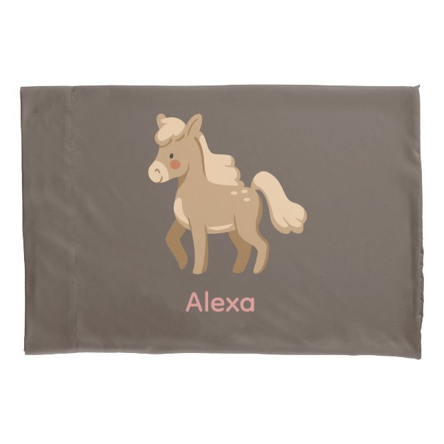 Personalized Monogrammed Pony Horse Girl  Pillow Case (Front)