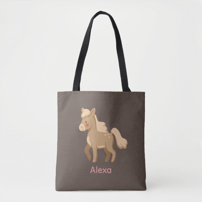 Personalized Monogrammed Pony Horse Girl  Tote Bag (Front)