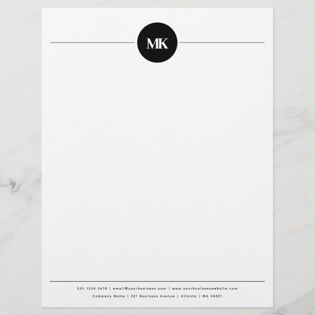 Personalized Monogrammed Professional Letterhead (Front)
