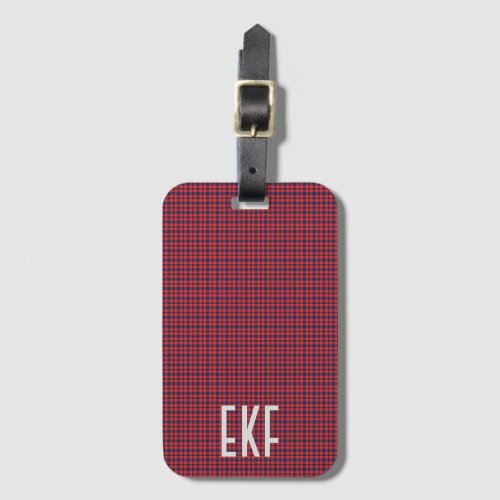  Personalized Monogrammed Red and Blue Plaid Luggage Tag