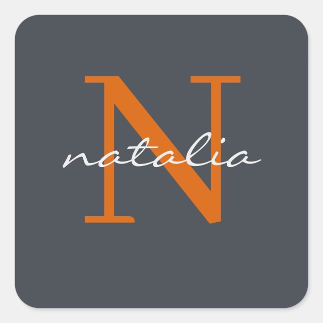 personalized monogrammed square sticker (Front)