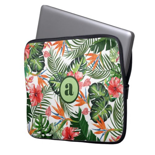 Personalized Monogrammed Tropical Pattern  Laptop Sleeve