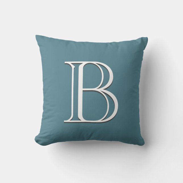 Personalized Monogrammed Turquoise Initial Throw Pillow (Front)