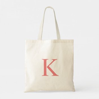 Personalized Monogrammed Typography Coral Minimal Tote Bag by ReligiousStore at Zazzle