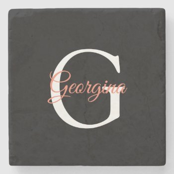 Personalized Monogrammed Typography Stone Coaster by ReligiousStore at Zazzle