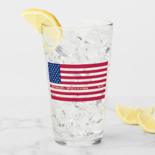 Personalized Monogrammed USA American Flag Beer Glass