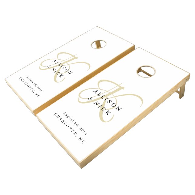 Personalized Monogrammed Wedding  Cornhole Set (Angled)
