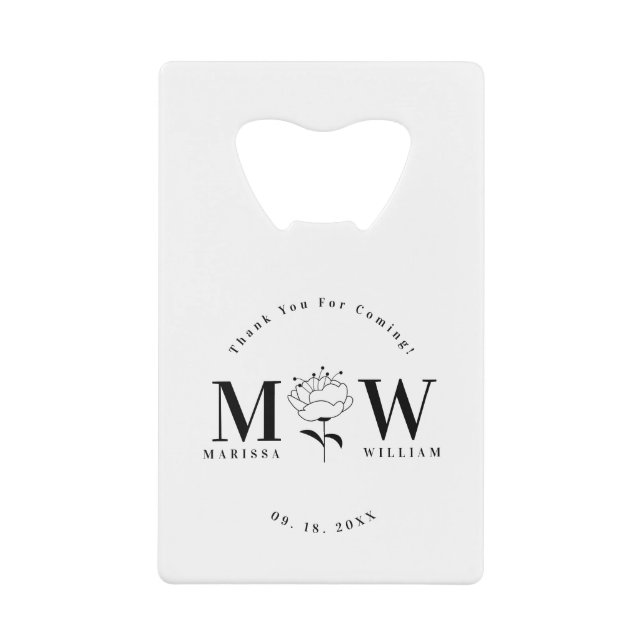 Personalized Monogrammed Wedding Gifts Favors Credit Card Bottle Opener (Front)