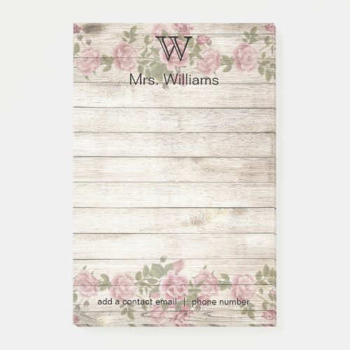 Personalized Monogrammed Wooden Background Post_it Notes
