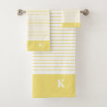 Personalized Monogrammed Yellow Striped Family Bath Towel Set at Zazzle