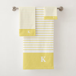 Personalized Monogrammed Yellow Striped Family Bath Towel Set